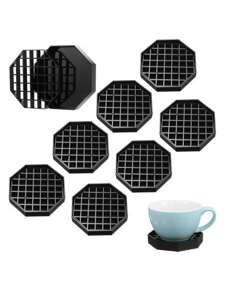 8 Bandejas de Goteo Octagonales MBAIYO 10.4cm Plástico Negro