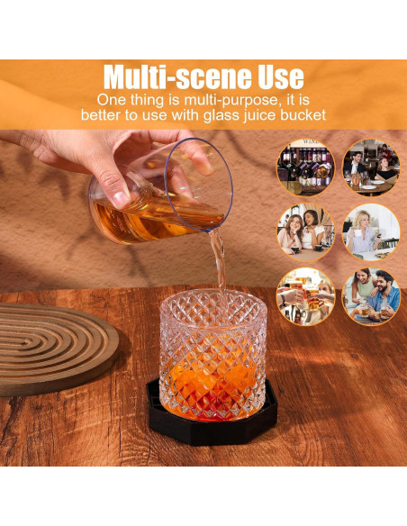 8 Bandejas de Goteo Octagonales MBAIYO 10.4cm Plástico Negro