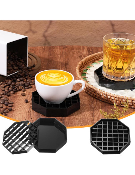 8 Bandejas de Goteo Octagonales MBAIYO 10.4cm Plástico Negro