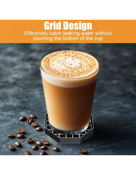 8 Bandejas de Goteo Octagonales MBAIYO 10.4cm Plástico Negro