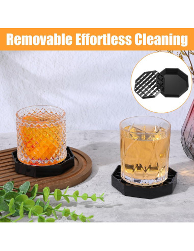 8 Bandejas de Goteo Octagonales MBAIYO 10.4cm Plástico Negro