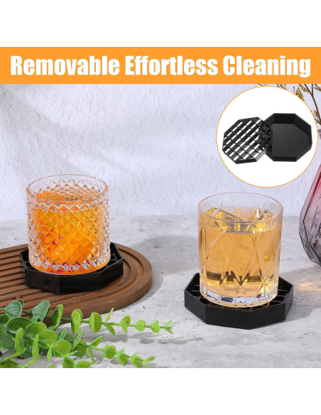 8 Bandejas de Goteo Octagonales MBAIYO 10.4cm Plástico Negro