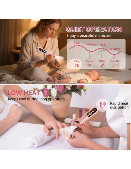 Kit de Manicura y Pedicura MEOUNEQU, Taladro Eléctrico 6 Velocidades