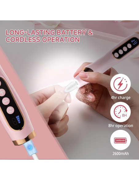 Kit de Manicura y Pedicura MEOUNEQU, Taladro Eléctrico 6 Velocidades