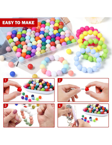 100 Perlas de Silicona 15mm JMBOXBTQ Rojo Escarlata para Manualidades