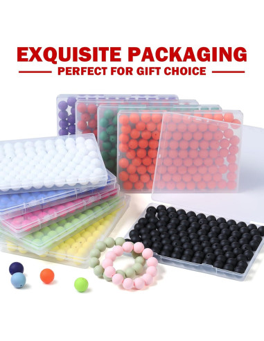 100 Perlas de Silicona 15mm JMBOXBTQ Rojo Escarlata para Manualidades