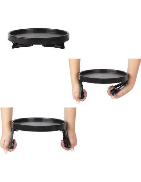 Mesa Lateral Clip de Brazo NDL para Bebidas y Controles - Negro