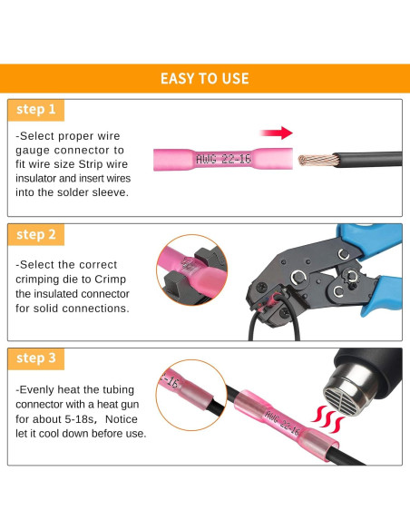 Conectores de Empalme Termorretráctil SVAAR 40 PCS 8 AWG Amarillo