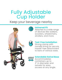 Soporte para Taza Ajustable Vive - Accesorio para Andador y Silla de Ruedas 2