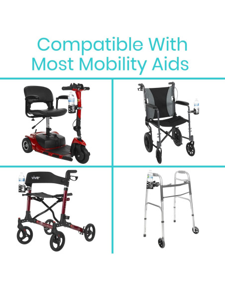 Soporte para Taza Ajustable Vive - Accesorio para Andador y Silla de Ruedas