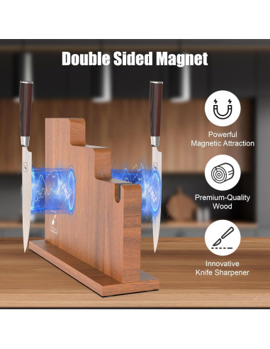 Bloque Magnético para Cuchillos imarku 33x25.4cm con Afilador