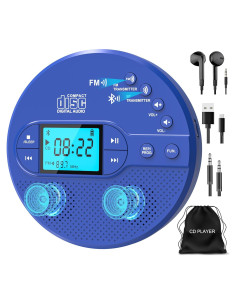 Reproductor de CD Portátil Sunoony CD-35B Bluetooth Azul