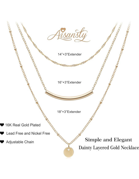 Collar Choker Dainty Aisansty Oro 14K Hecho a Mano para Mujeres