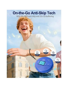 Reproductor de CD Portátil Sunoony CD-35B Bluetooth Azul 2