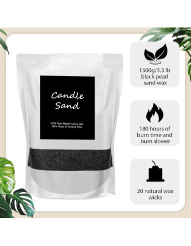 Kit de Velas de Arena MTLEE 1.5 kg con 20 Mechas - Negro