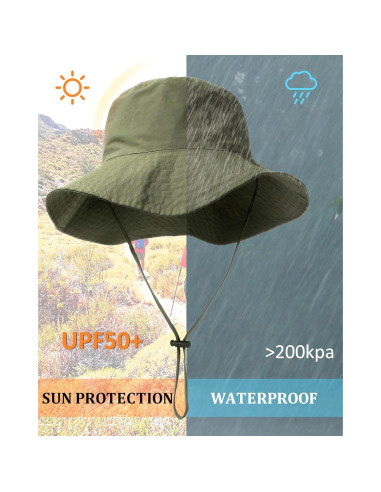 Sombrero de Cubo Plegable Resistente al Agua UPF 50+ Verde