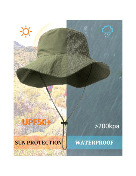 Sombrero de Cubo Plegable Resistente al Agua UPF 50+ Verde