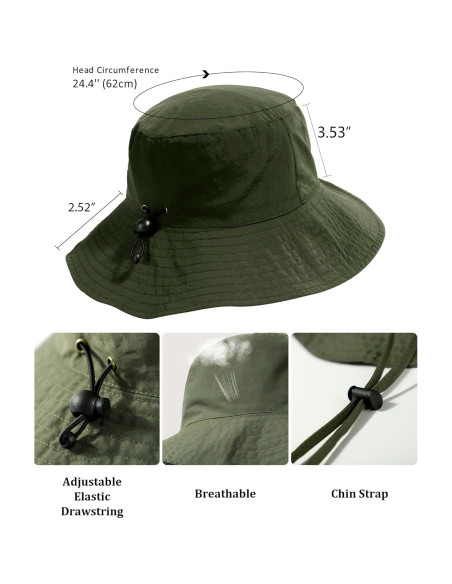 Sombrero de Cubo Plegable Resistente al Agua UPF 50+ Verde