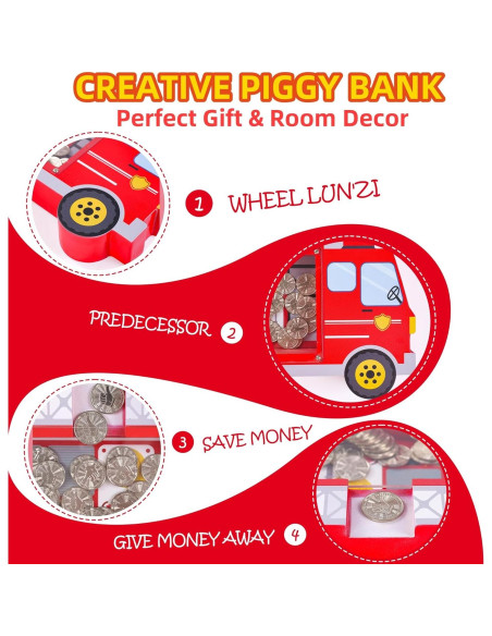 Hucha de Madera Camión de Bomberos Boalord 1.4 kg