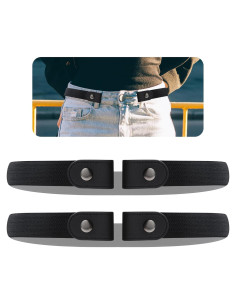 Paquete de 2 Cinturones Elásticos Sin Hebilla Ajustables Negro