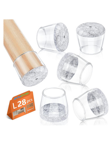 28 Protectores de Pies de Silla BAIPOK Silicona Grande Transparente