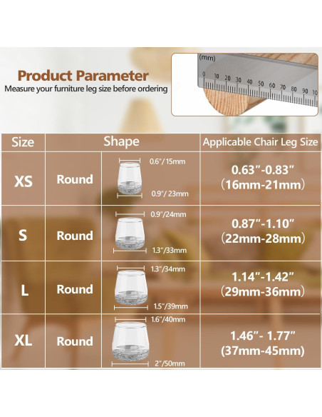 28 Protectores de Pies de Silla BAIPOK Silicona Grande Transparente