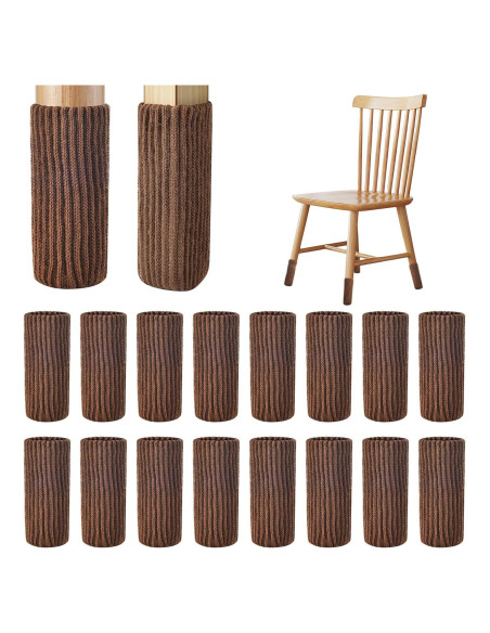 16 Calcetines Protectores para Piernas de Muebles VOLLYOO Marrón