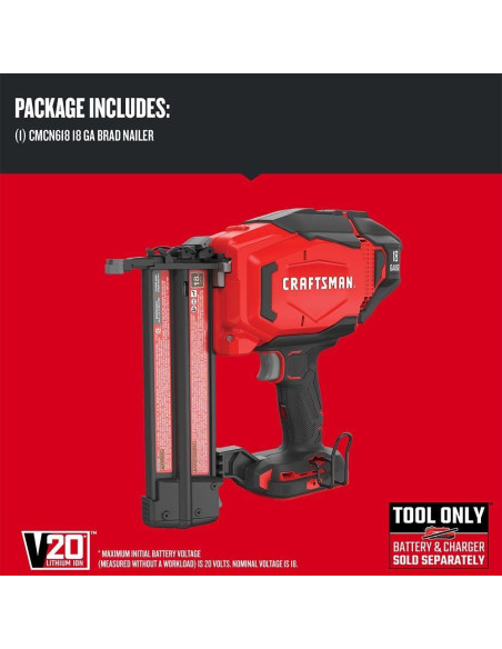 Clavadora Cordless CRAFTSMAN V20 18GA 3.08kg Sin Compresor
