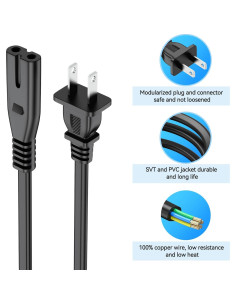 Cable de Alimentación AC 1.83m UL JVC DR-MV99BU DVD VHS 2