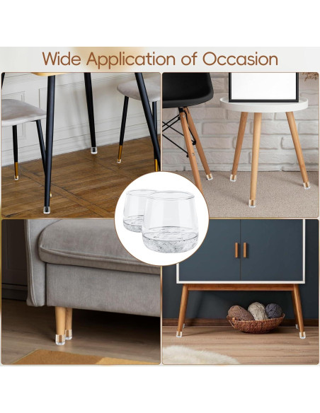 28 Protectores de Pies de Silla BAIPOK Silicona Grande Transparente