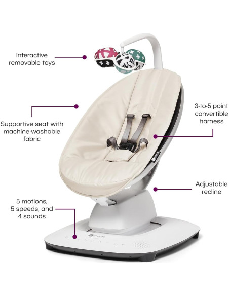 Columpio para Bebés 4moms MamaRoo Bluetooth 5 Movimientos Abeto