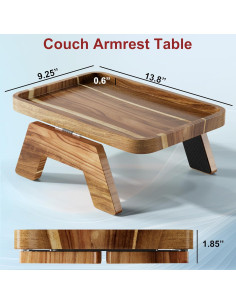 Mesa de Reposabrazos de Sofá ZUJJAFY de Madera de Acacia 2