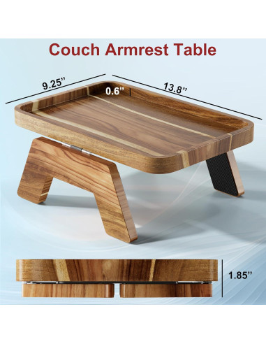 Mesa de Reposabrazos de Sofá ZUJJAFY de Madera de Acacia