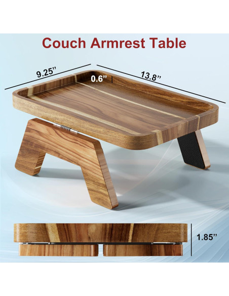 Mesa de Reposabrazos de Sofá ZUJJAFY de Madera de Acacia