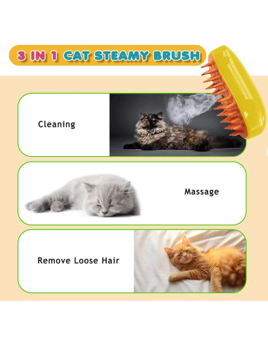 Cepillo de Vapor 3 en 1 para Mascotas Dixvuk - Amarillo