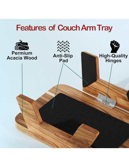 Mesa de Reposabrazos de Sofá ZUJJAFY de Madera de Acacia