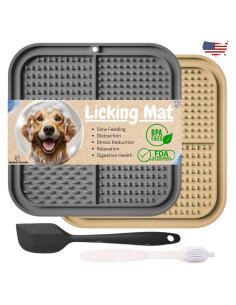 Alfombrilla de Lamer para Perros y Gatos - 2 Unidades Beige y Gris