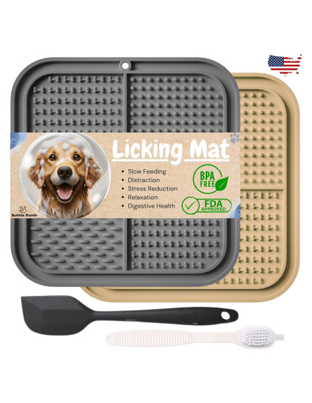 Alfombrilla de Lamer para Perros y Gatos - 2 Unidades Beige y Gris