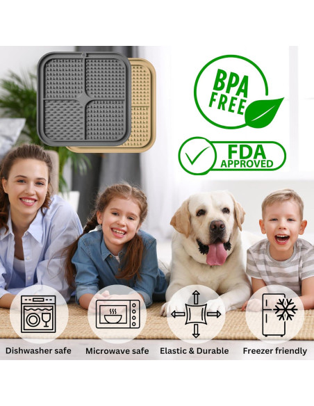 Alfombrilla de Lamer para Perros y Gatos - 2 Unidades Beige y Gris