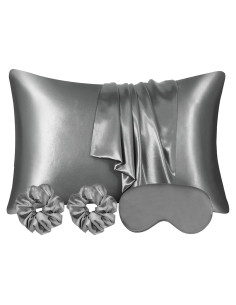 AUAUY Funda de Almohada de Satén 40x80cm Gris Oscuro - 2 Piezas