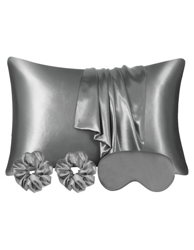 AUAUY Funda de Almohada de Satén 40x80cm Gris Oscuro - 2 Piezas