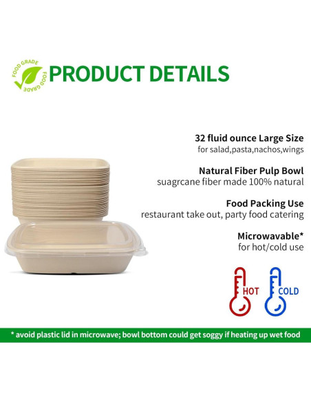 Tazones de Papel para Comida Bloomoon 32 oz 50 Piezas