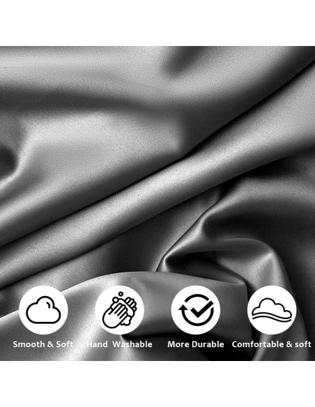 AUAUY Funda de Almohada de Satén 40x80cm Gris Oscuro - 2 Piezas