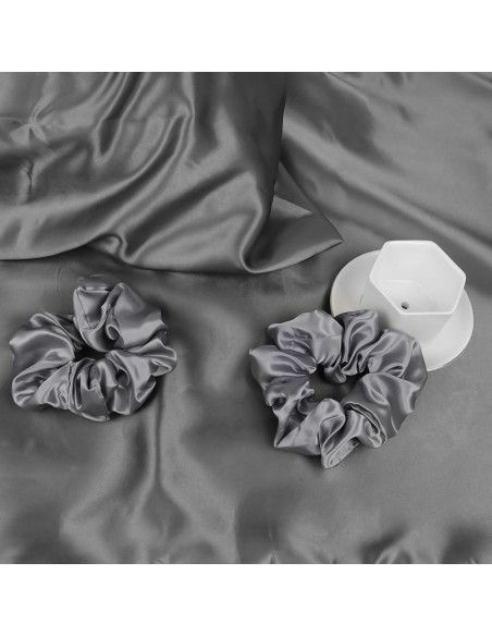 AUAUY Funda de Almohada de Satén 40x80cm Gris Oscuro - 2 Piezas