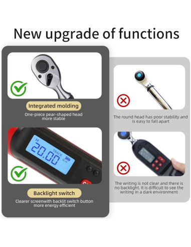 Llave de Torque Digital DESHIL 3/8" 6.8-135N.m con Luz LED