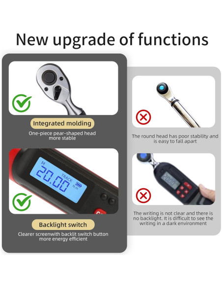 Llave de Torque Digital DESHIL 3/8" 6.8-135N.m con Luz LED