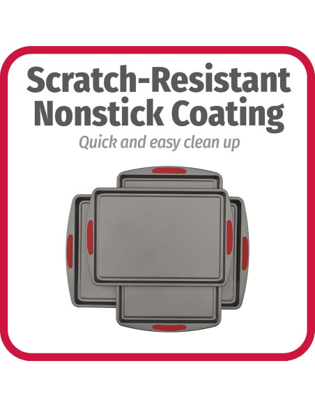 Juego de 3 Bandejas para Galletas GoodCook MegaGrip - Acero Antiadhesivo