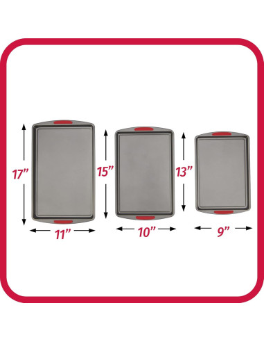 Juego de 3 Bandejas para Galletas GoodCook MegaGrip - Acero Antiadhesivo