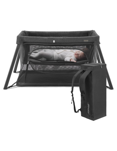 Cuna de viaje portátil 2 en 1 Gromast - Colchón suave, Negro