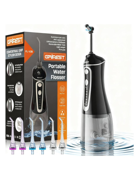 Irrigador Dental Inalámbrico Grinest FL-V28 Negro IPX7
